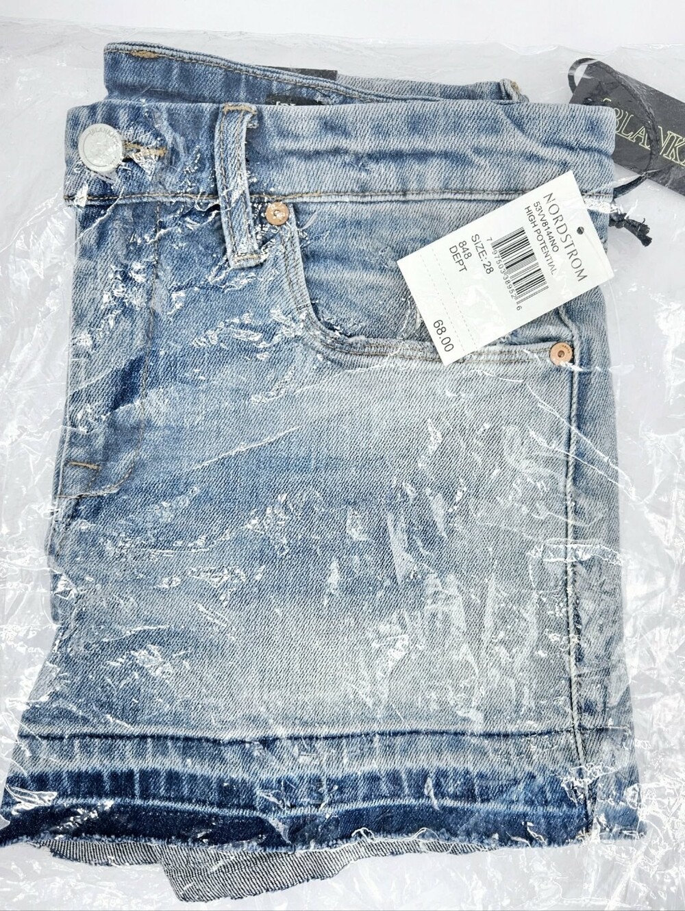 BLANK NYC The Essex Shadow Release Hem Cutoff Denim Blue Jean Shorts 28 NWT - Picture 4 of 6